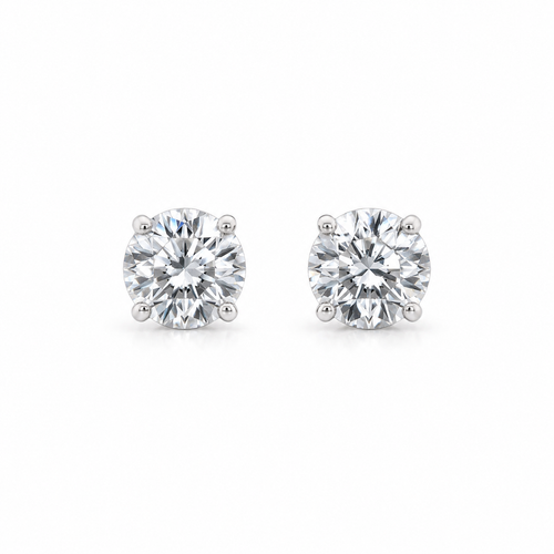 1.50 CTW lab-grown diamond stud earrings in 14K white gold, front view