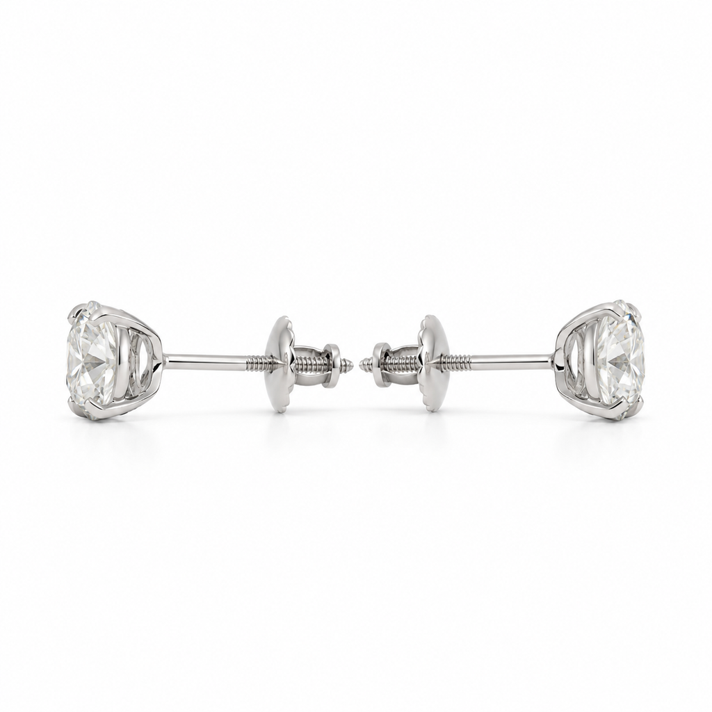 1.50 CTW lab-grown diamond stud earrings with screw backs in 14K white gold