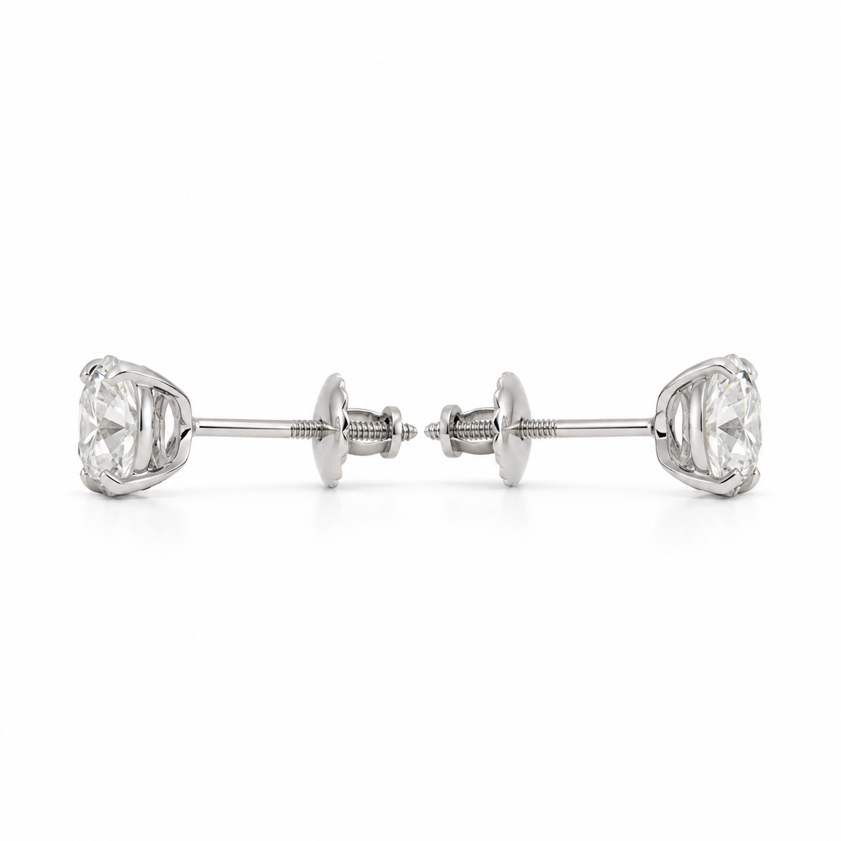 1.50 CTW lab-grown diamond stud earrings with screw backs in 14K white gold