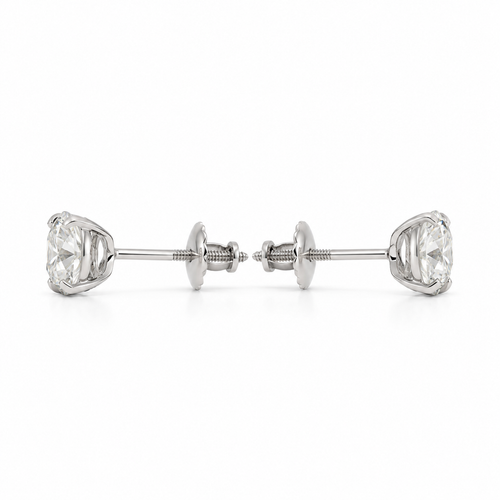 1.50 CTW lab-grown diamond stud earrings with screw backs in 14K white gold