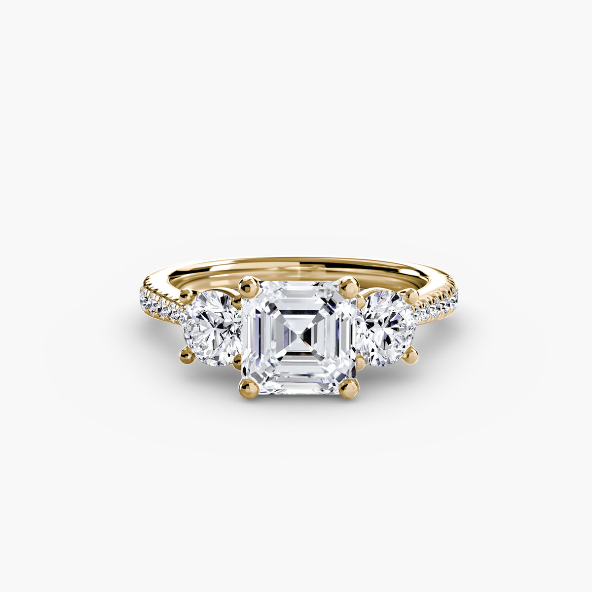 Classic Three-Stone Pavé Engagement Ring – The Verona