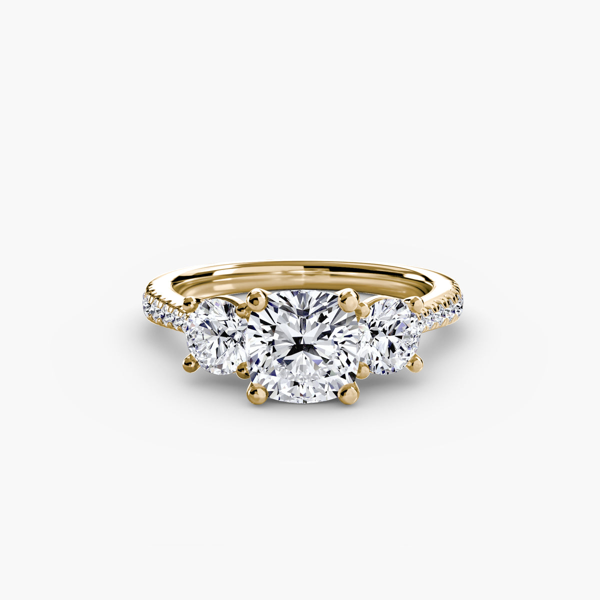 Classic Three-Stone Pavé Engagement Ring – The Verona