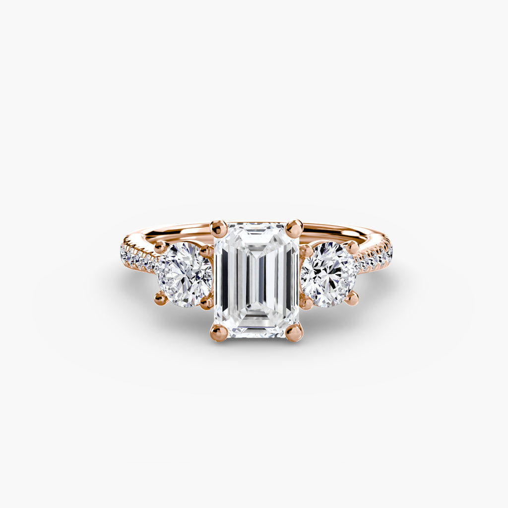 Classic Three-Stone Pavé Engagement Ring – The Verona