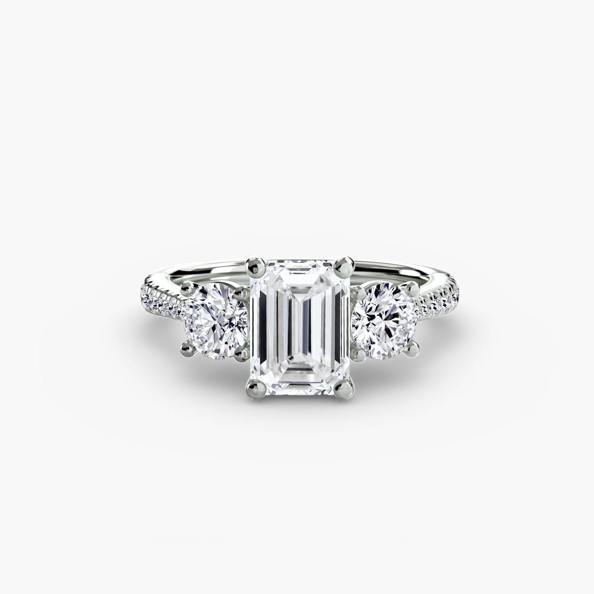 Classic Three-Stone Pavé Engagement Ring – The Verona