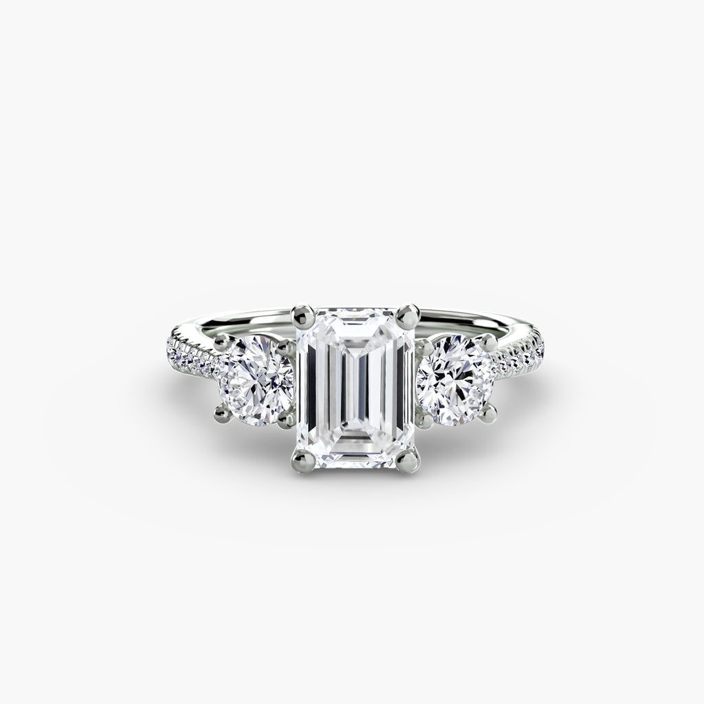 Classic Three-Stone Pavé Engagement Ring – The Verona