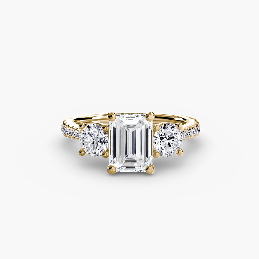 Classic Three-Stone Pavé Engagement Ring – The Verona