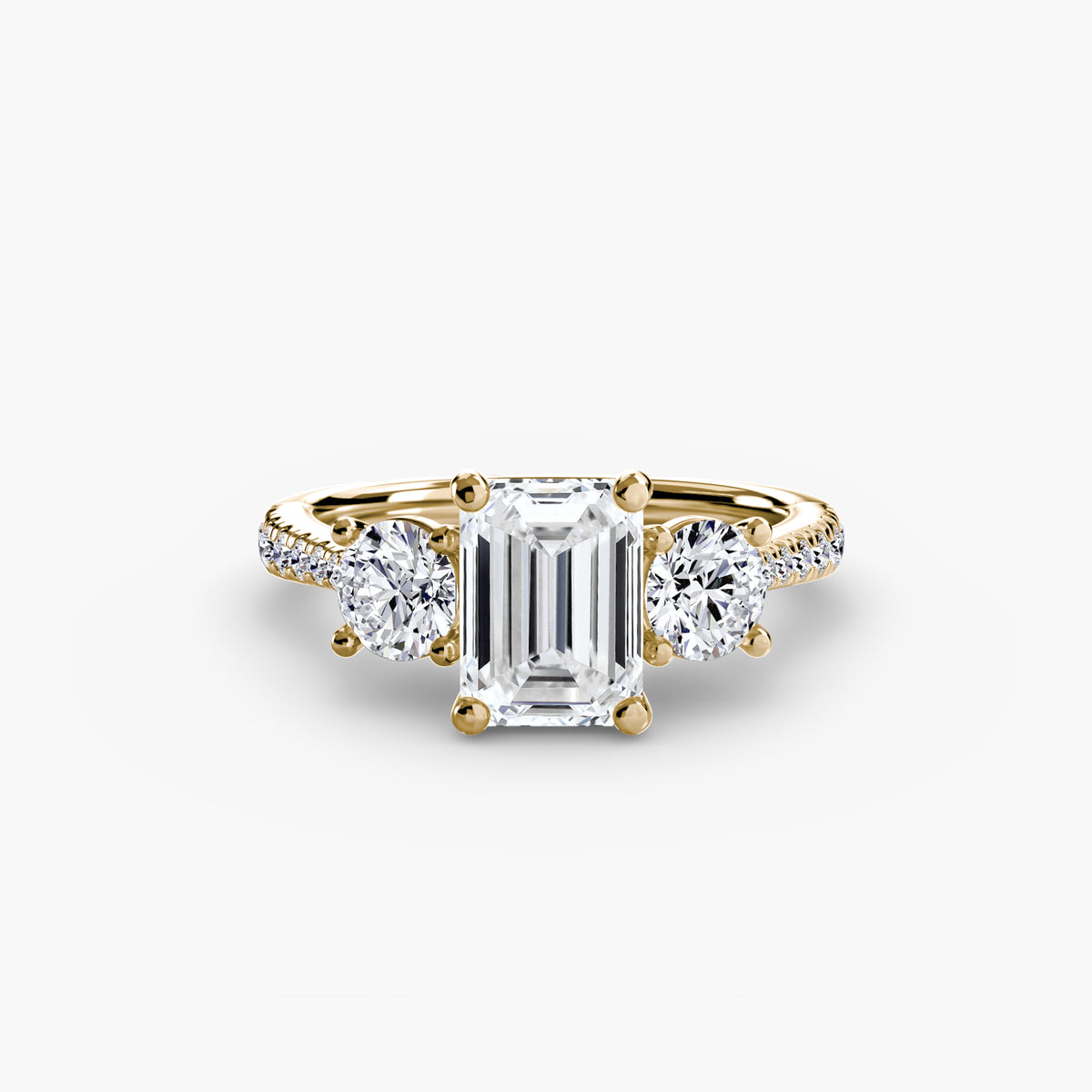 Classic Three-Stone Pavé Engagement Ring – The Verona