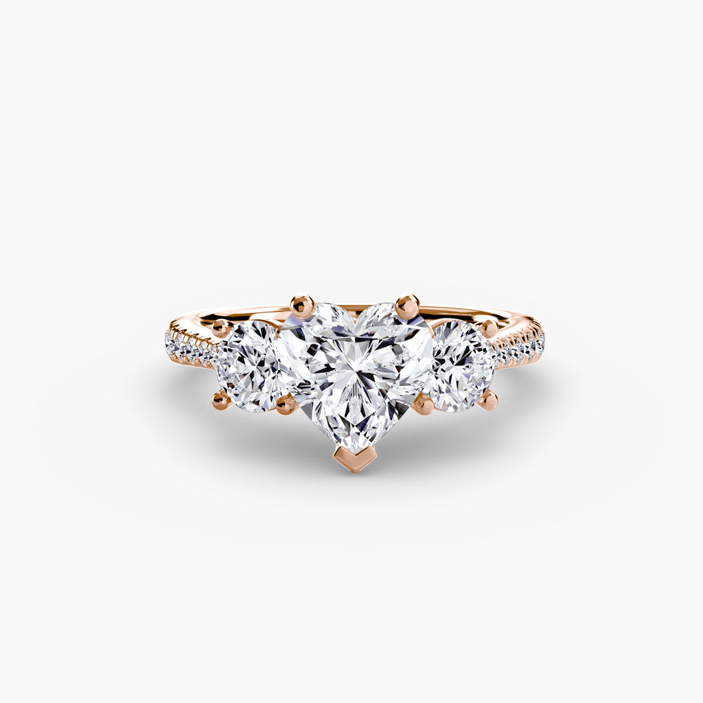 Classic Three-Stone Pavé Engagement Ring – The Verona