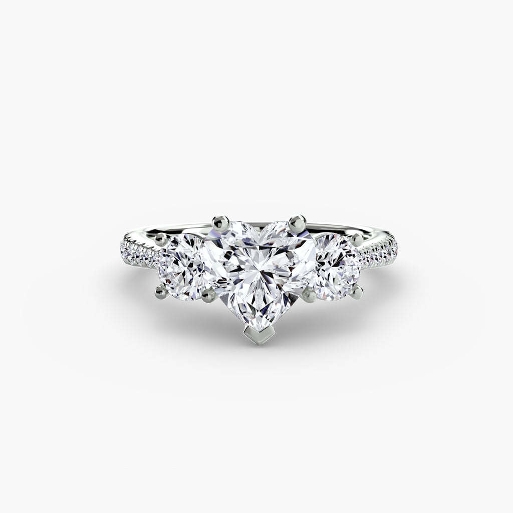 Classic Three-Stone Pavé Engagement Ring – The Verona