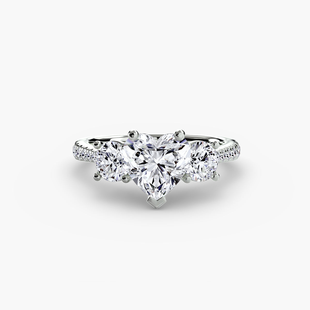 Classic Three-Stone Pavé Engagement Ring – The Verona
