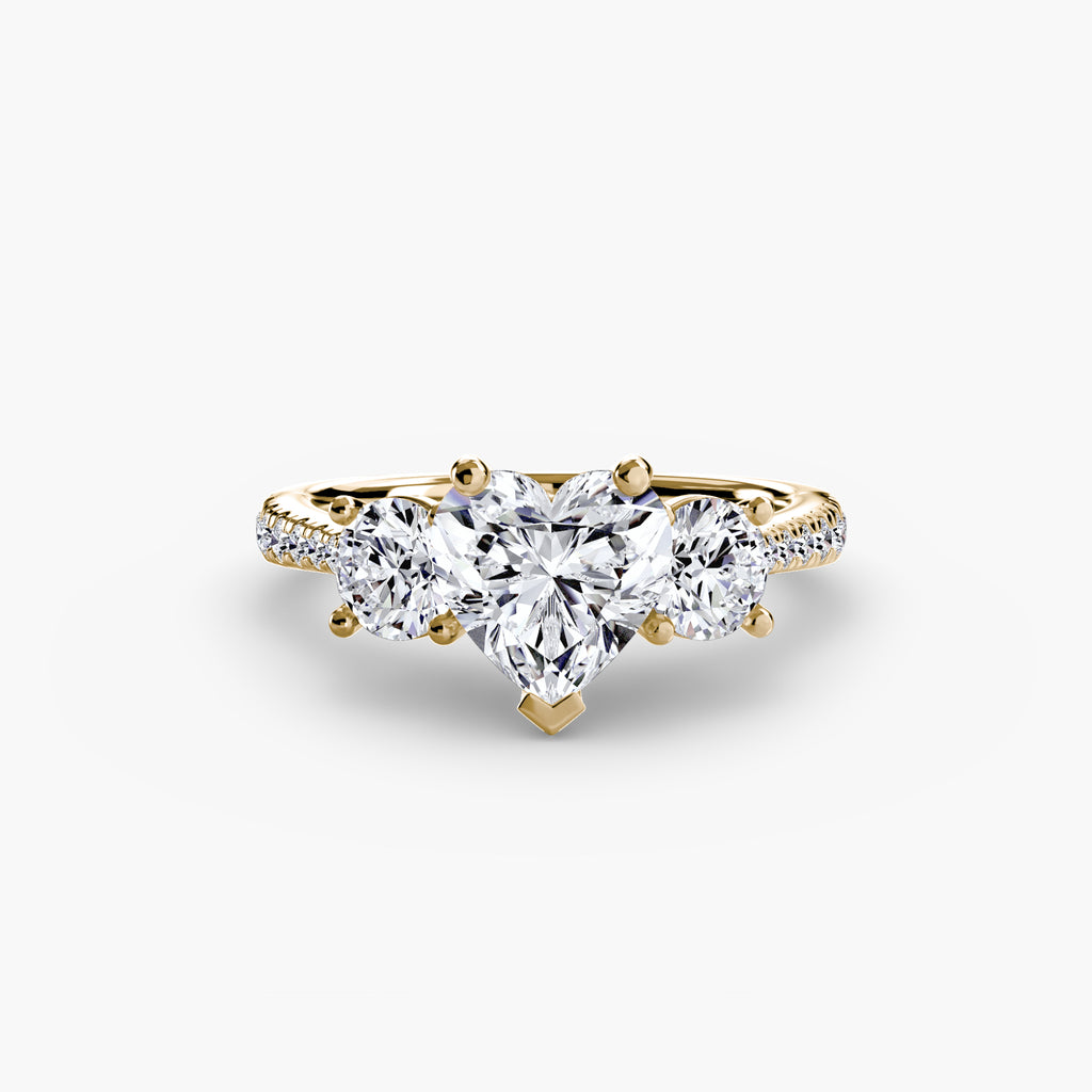 Classic Three-Stone Pavé Engagement Ring – The Verona