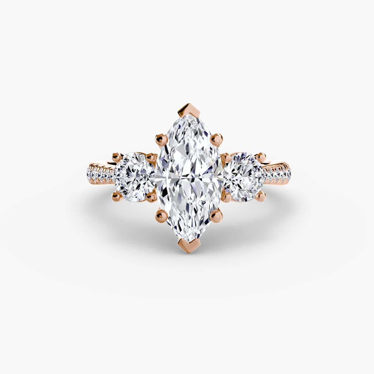 Classic Three-Stone Pavé Engagement Ring – The Verona