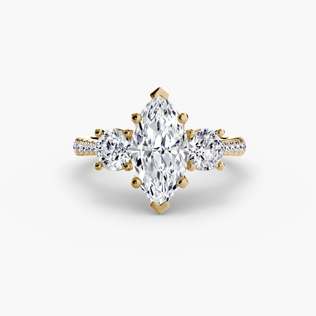 Classic Three-Stone Pavé Engagement Ring – The Verona