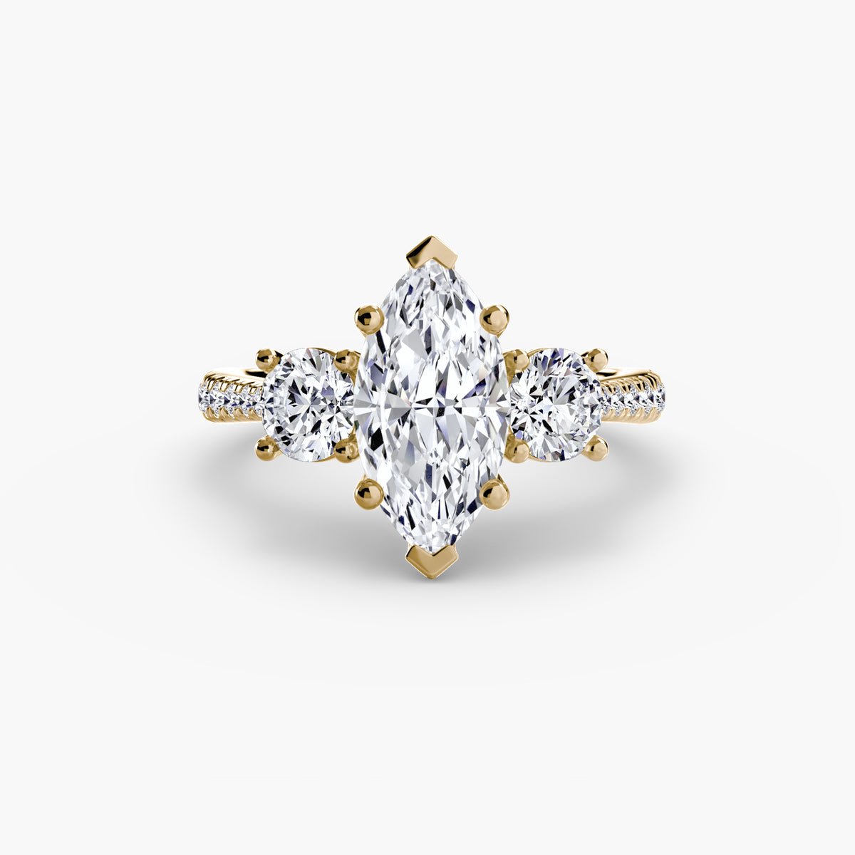 Classic Three-Stone Pavé Engagement Ring – The Verona
