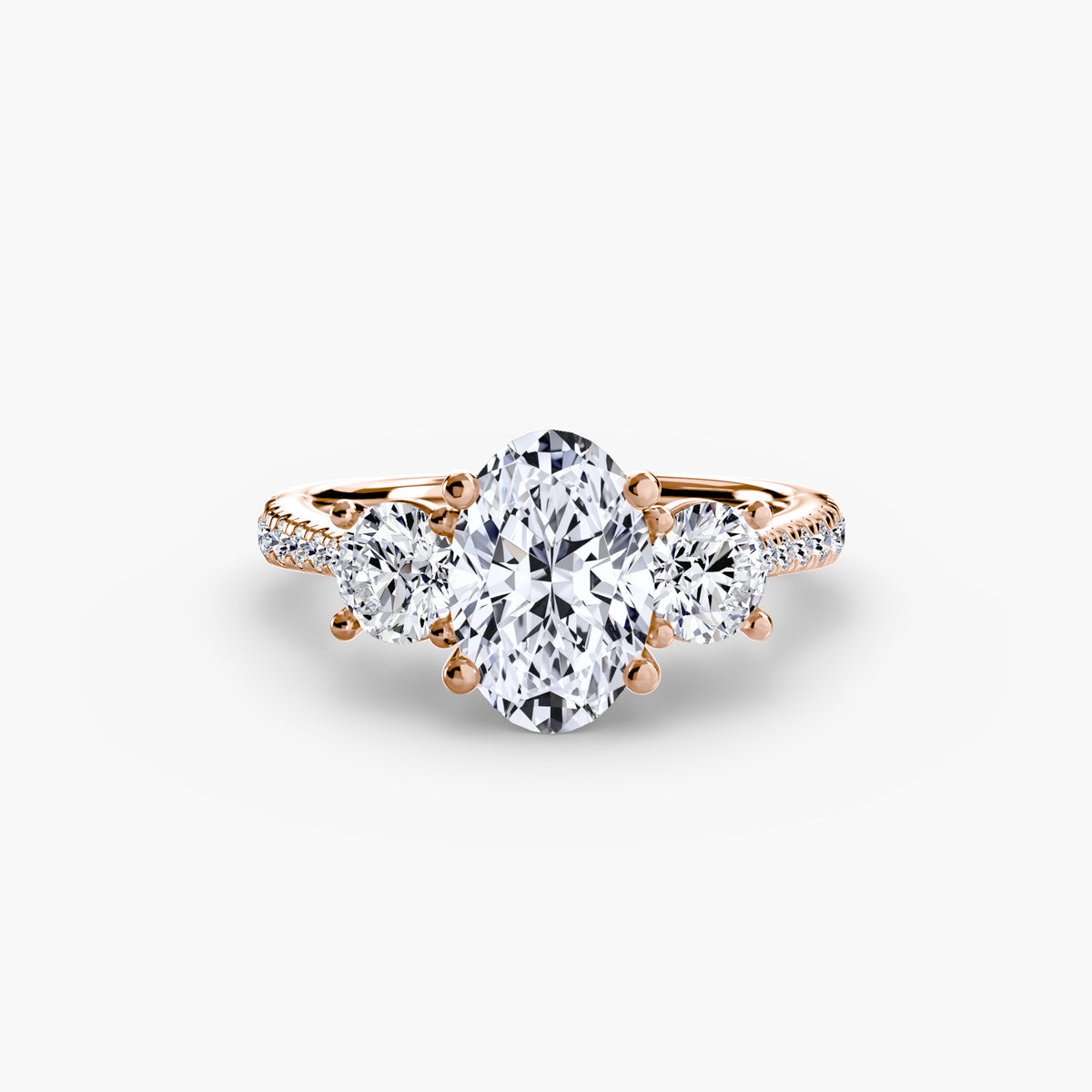 Classic Three-Stone Pavé Engagement Ring – The Verona