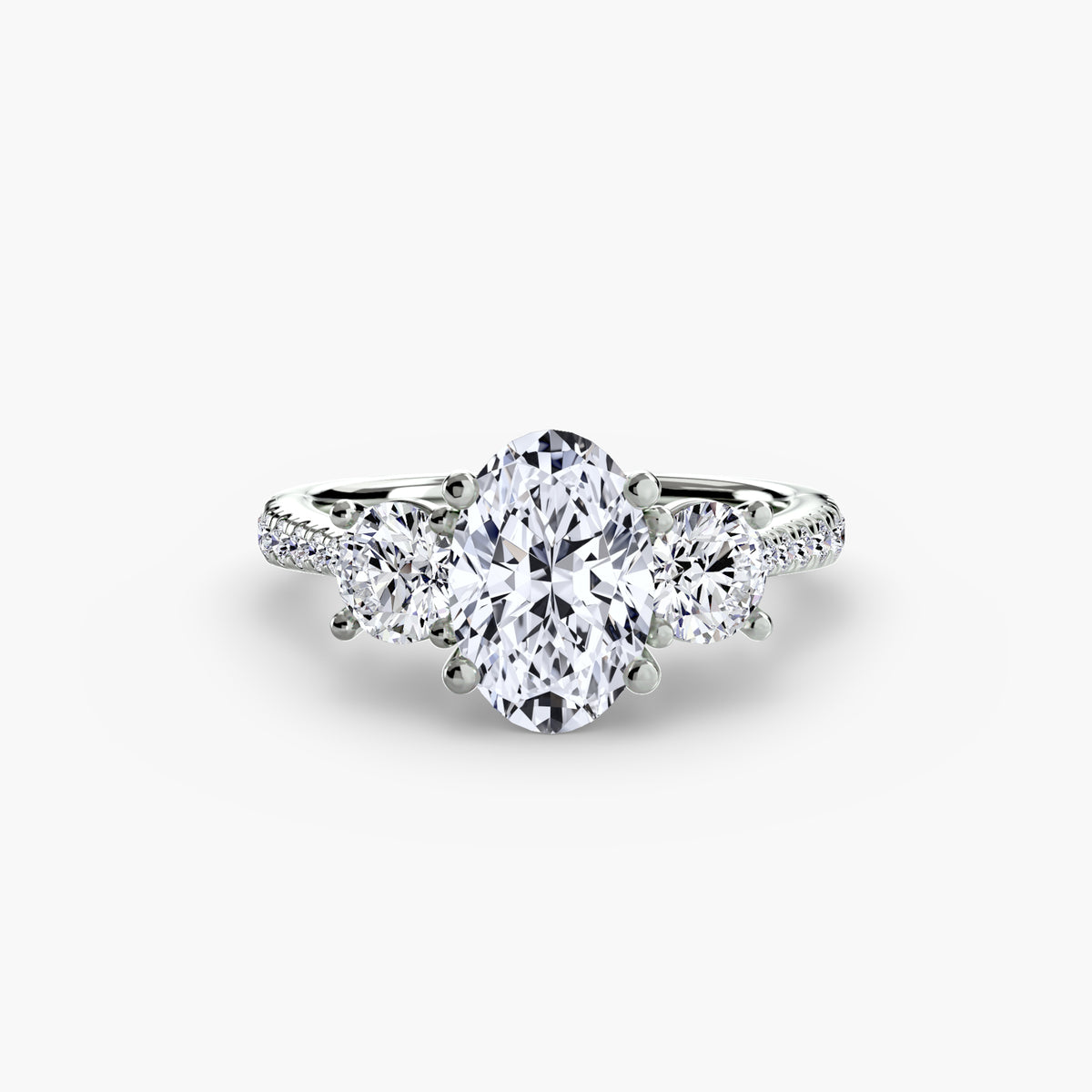 Classic Three-Stone Pavé Engagement Ring – The Verona