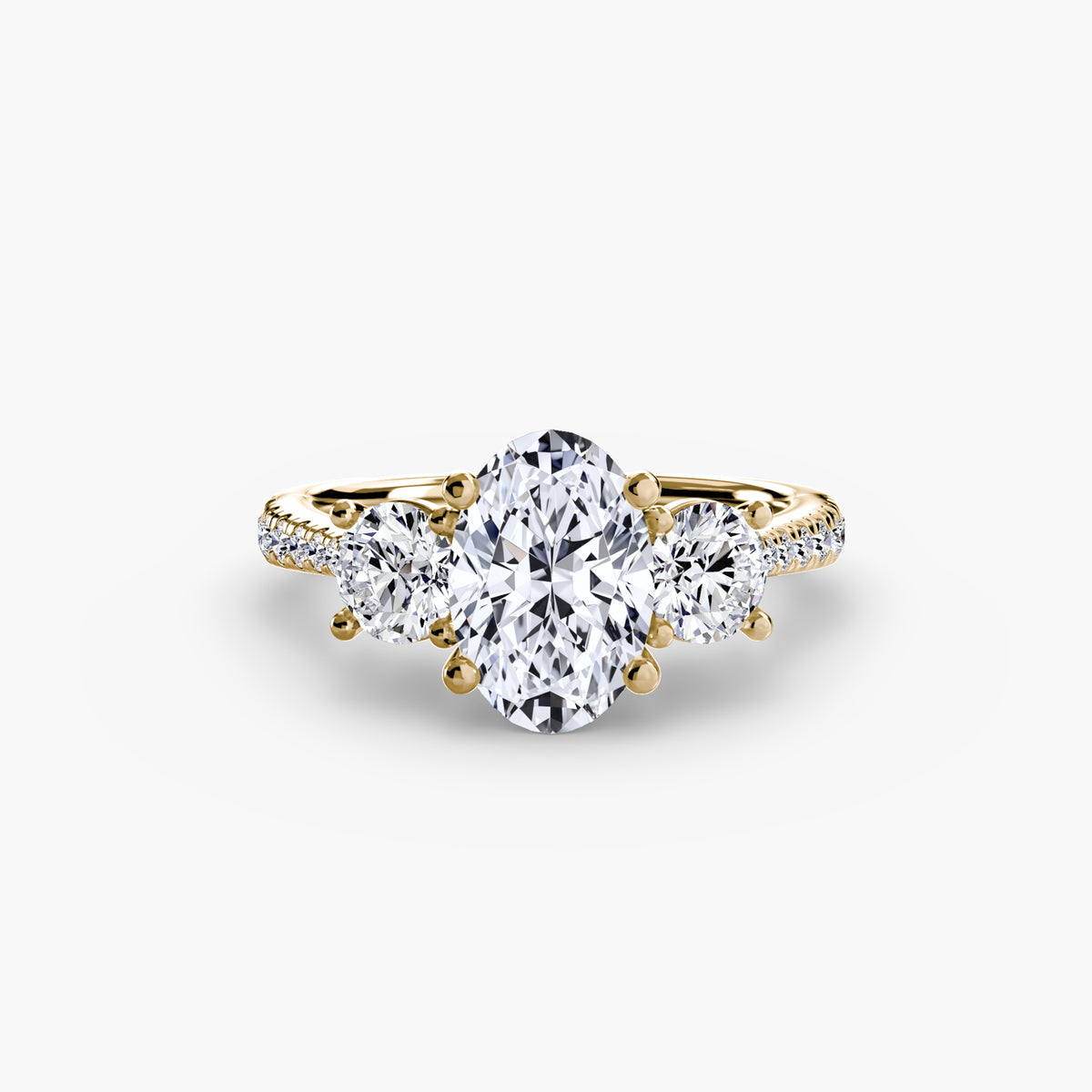 Classic Three-Stone Pavé Engagement Ring – The Verona