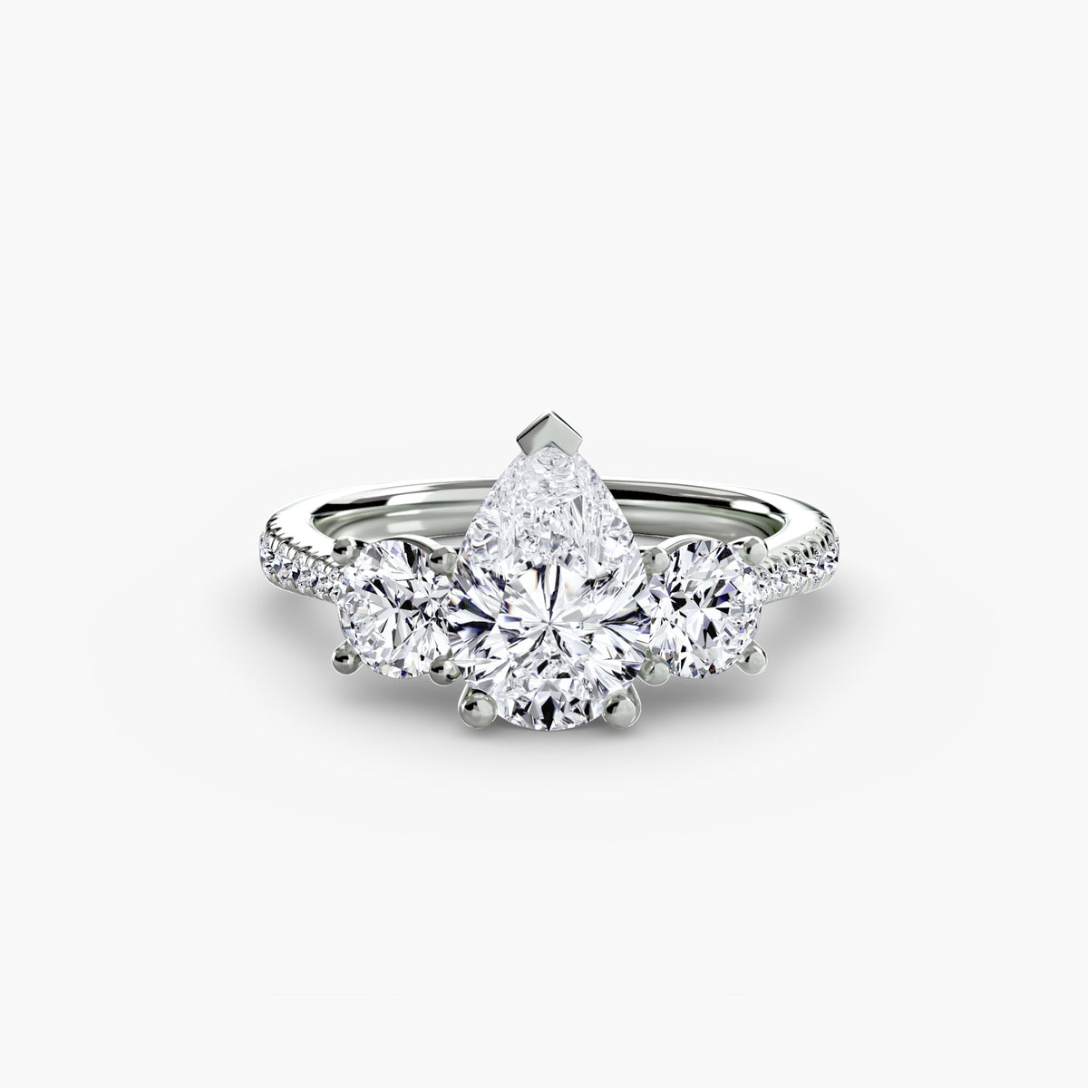 Classic Three-Stone Pavé Engagement Ring – The Verona