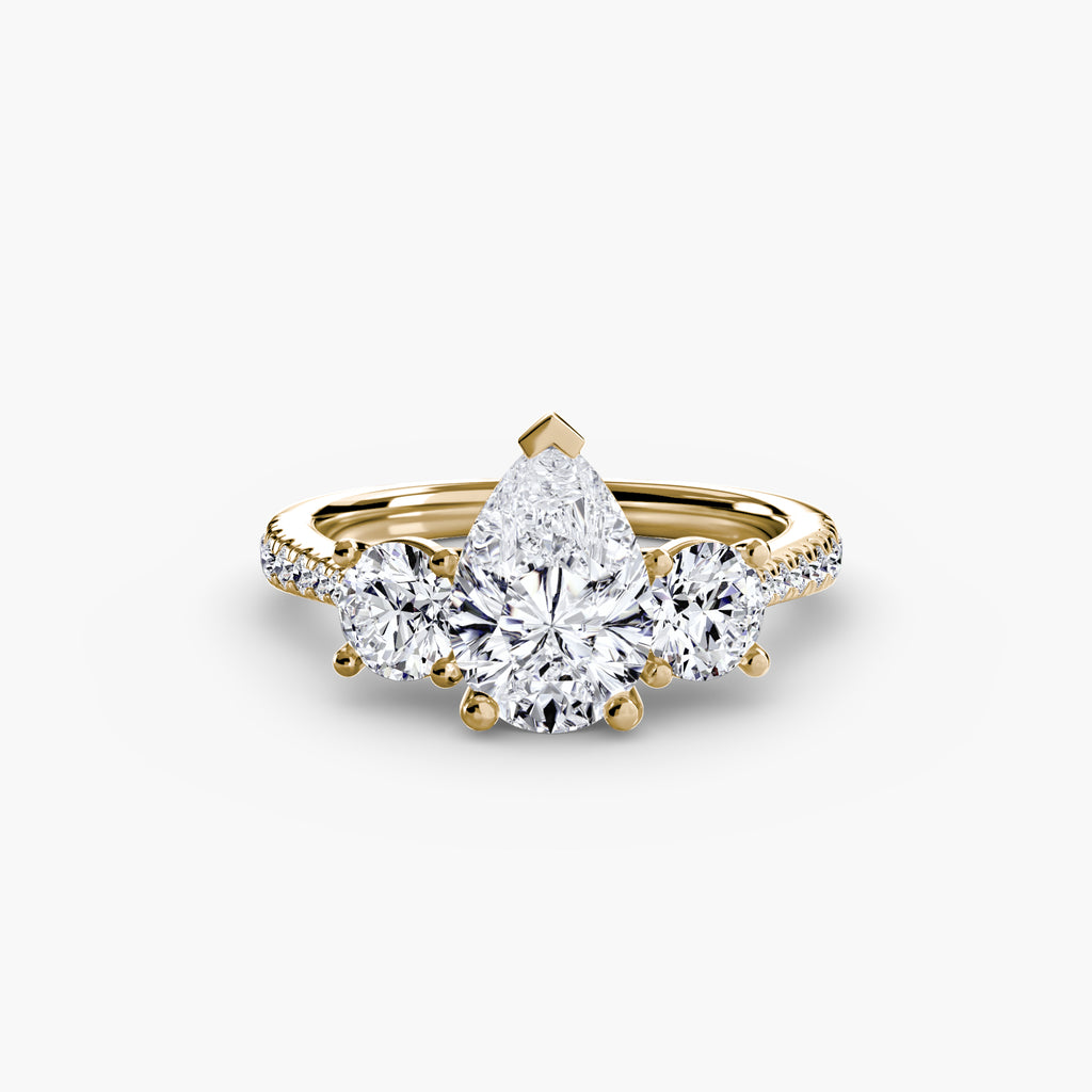 Classic Three-Stone Pavé Engagement Ring – The Verona