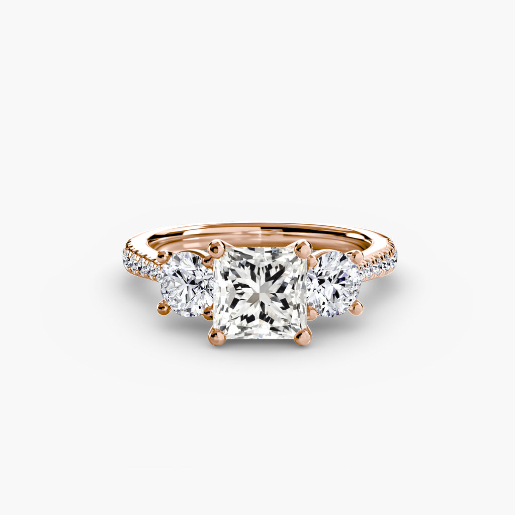 Classic Three-Stone Pavé Engagement Ring – The Verona