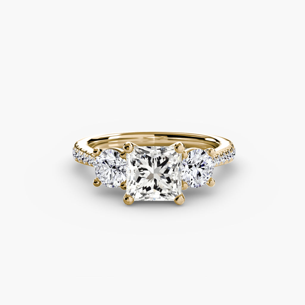 Classic Three-Stone Pavé Engagement Ring – The Verona