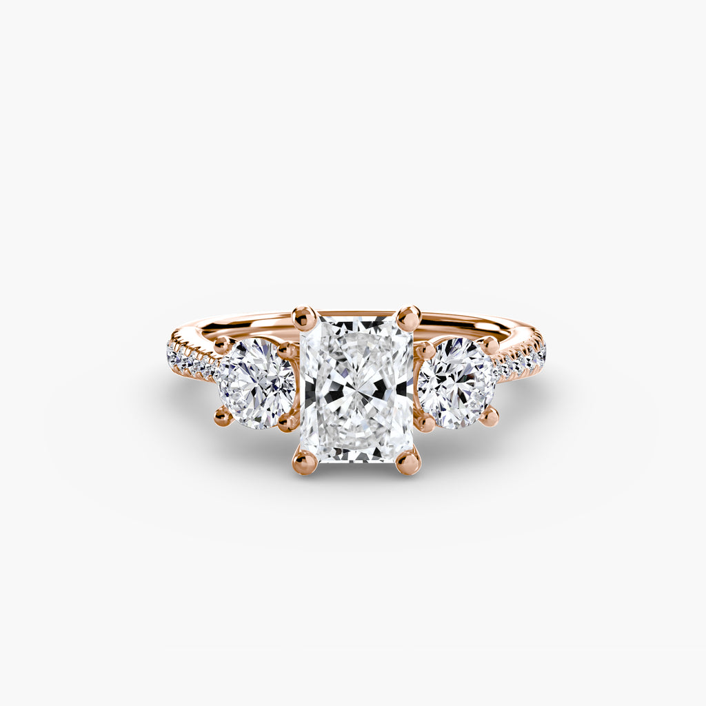 Classic Three-Stone Pavé Engagement Ring – The Verona