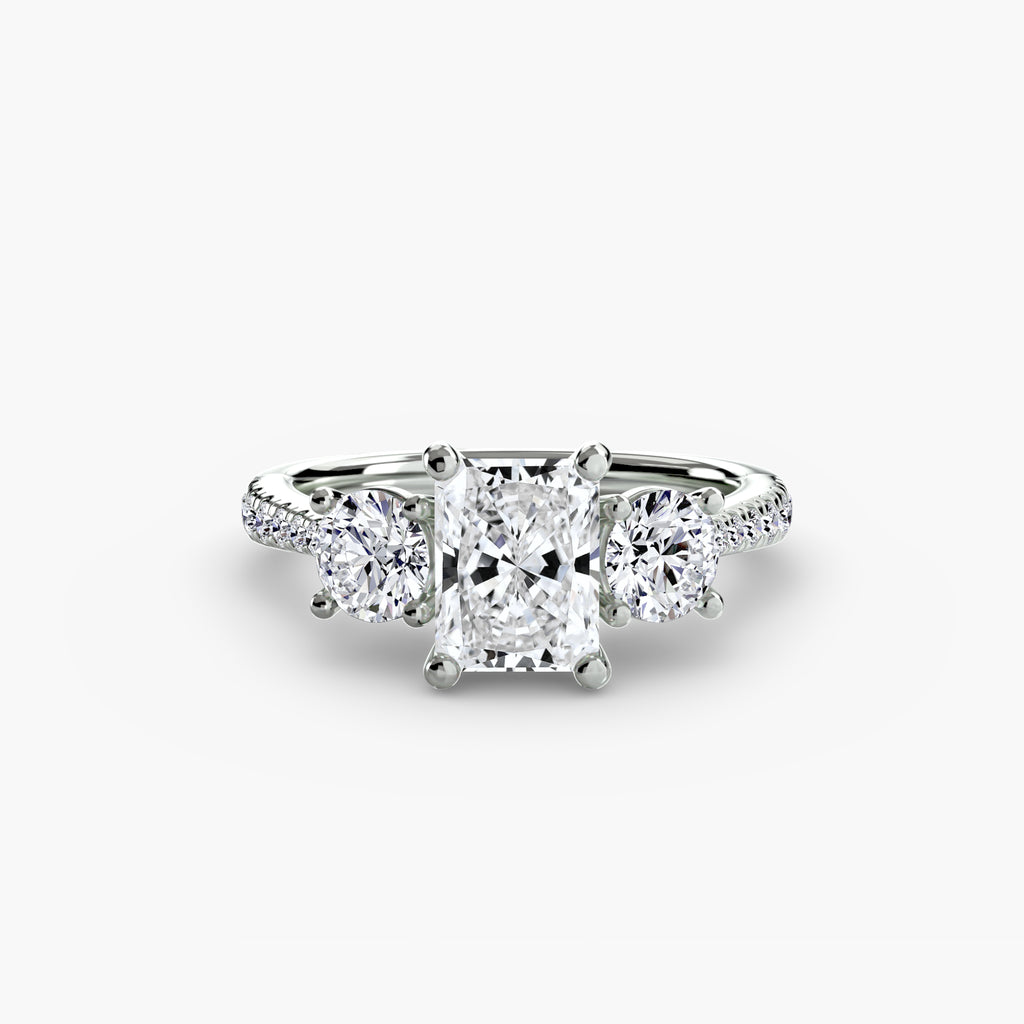 Classic Three-Stone Pavé Engagement Ring – The Verona