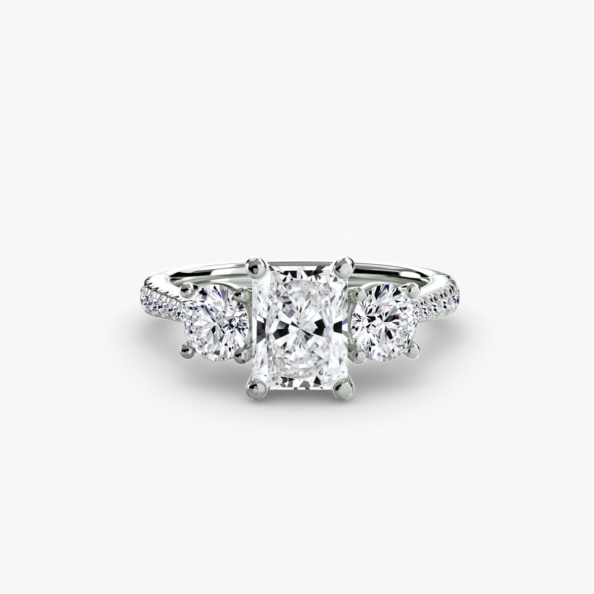 Classic Three-Stone Pavé Engagement Ring – The Verona