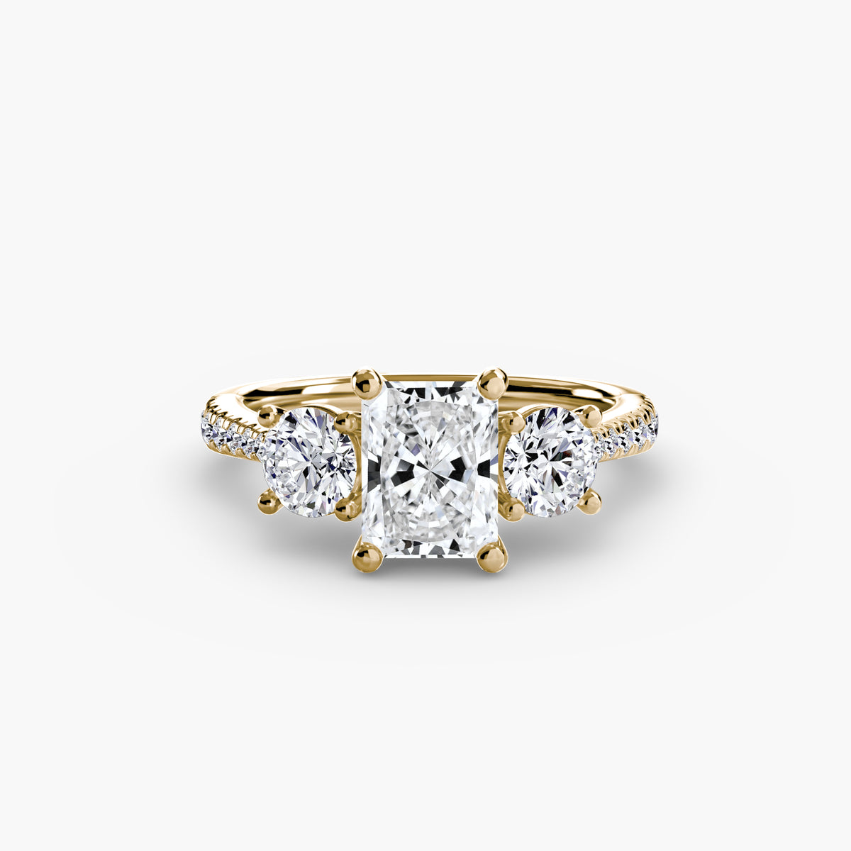 Classic Three-Stone Pavé Engagement Ring – The Verona