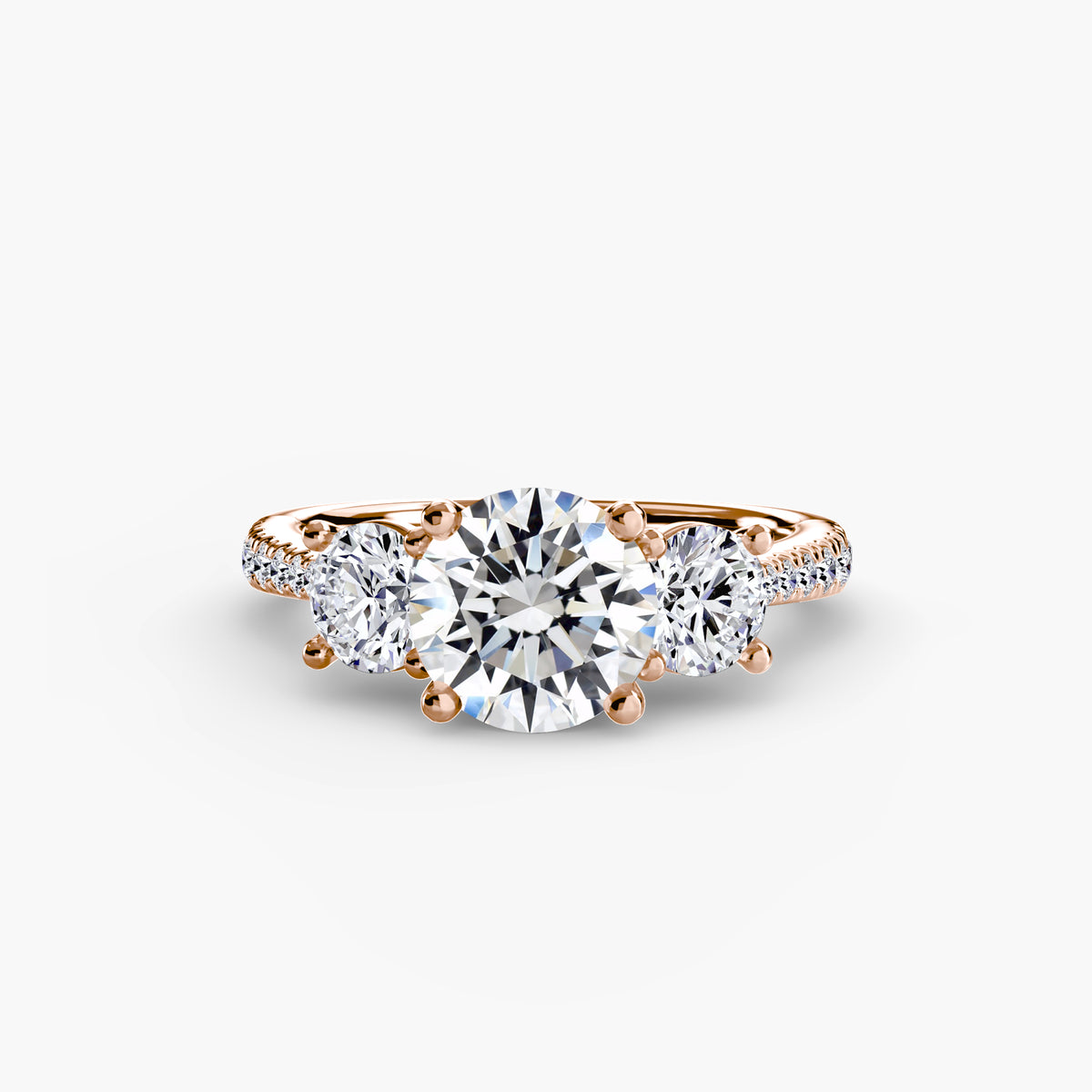 Classic Three-Stone Pavé Engagement Ring – The Verona