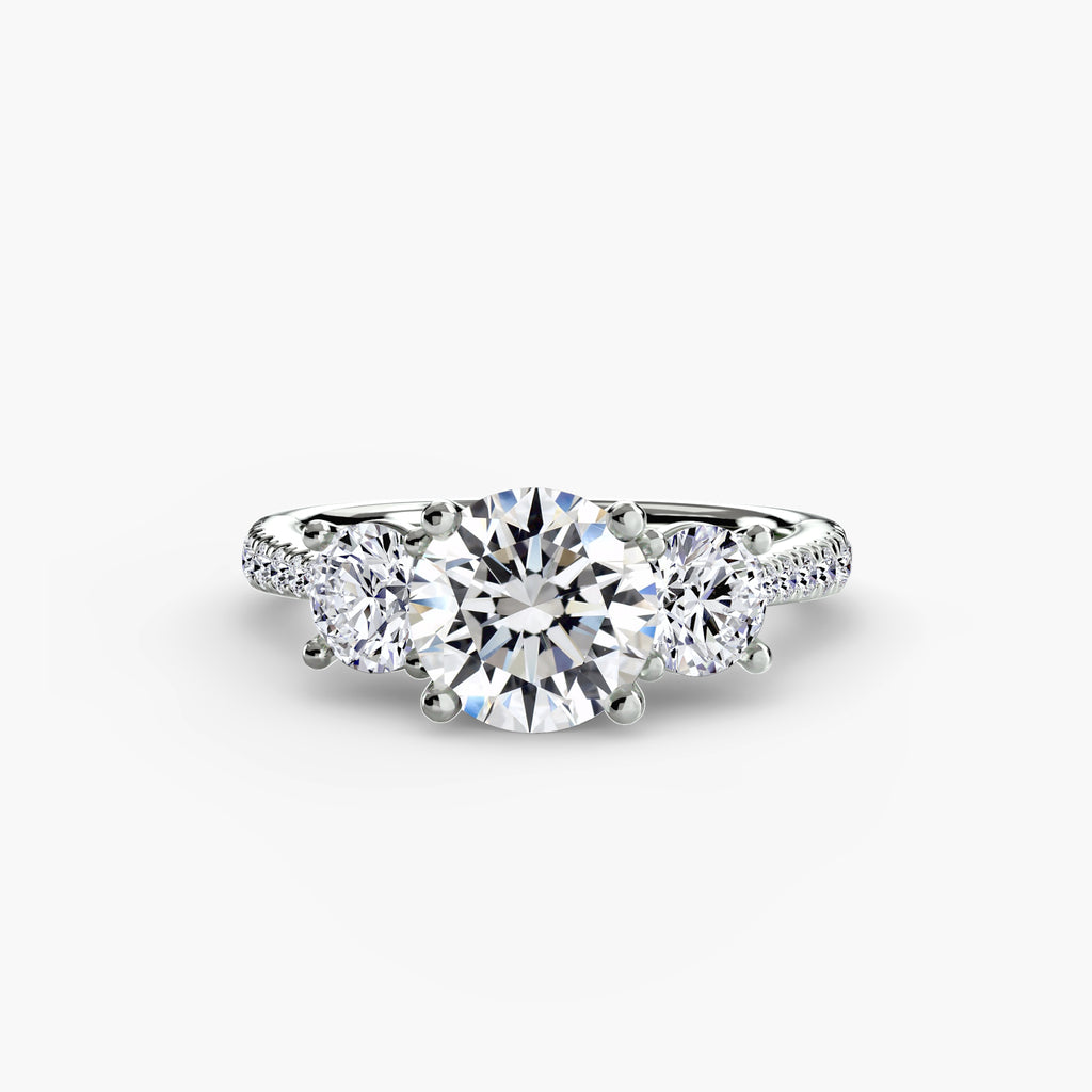 Classic three-stone pavé engagement ring – The Verona