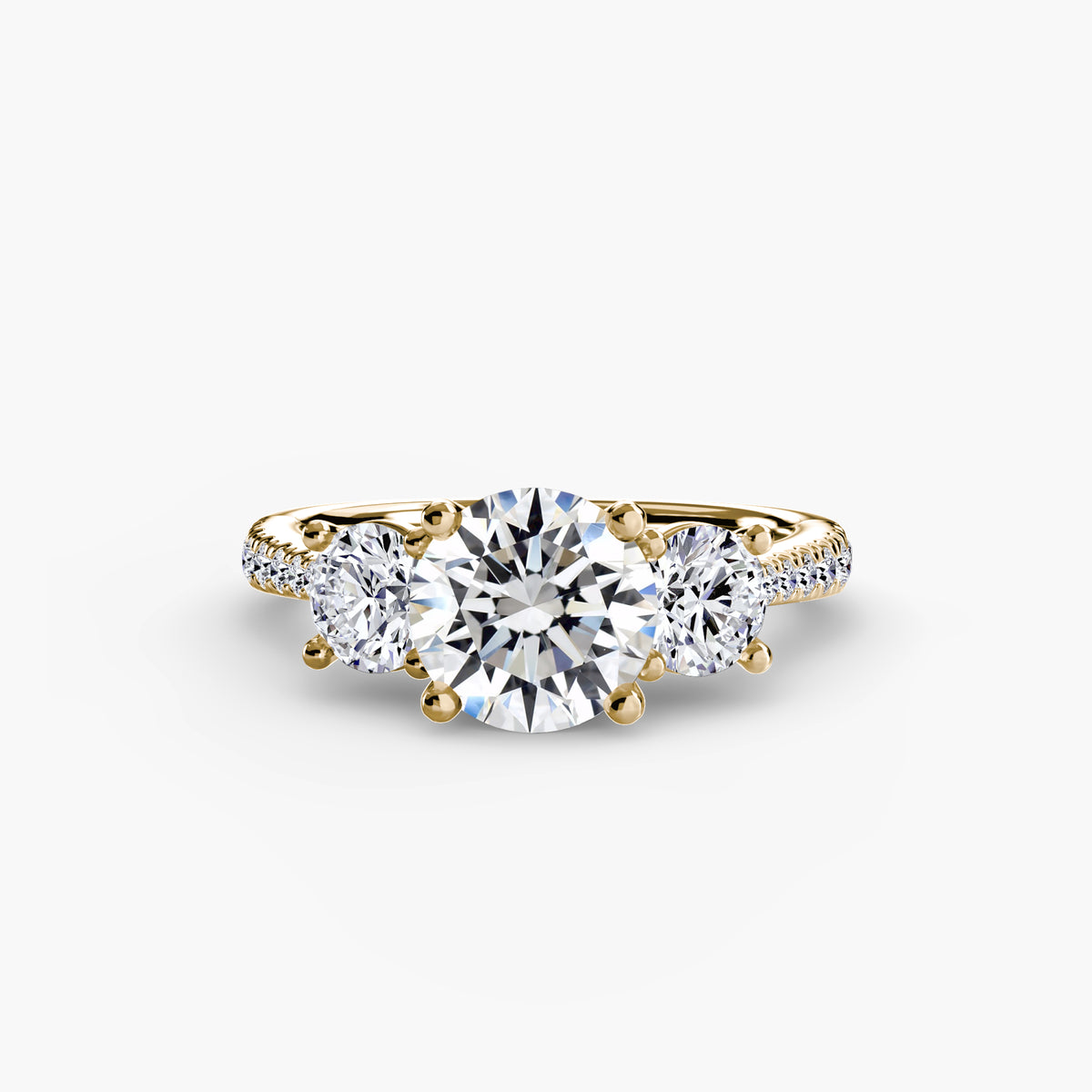 Classic Three-Stone Pavé Engagement Ring – The Verona