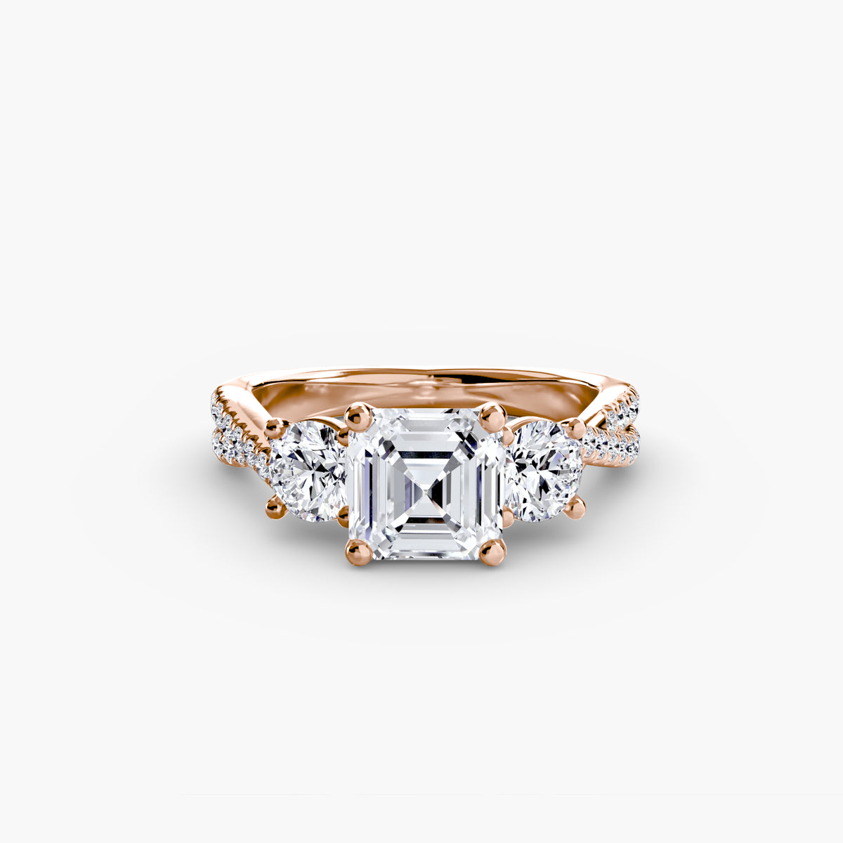Three-Stone Pavé Engagement Ring – The Marcelle