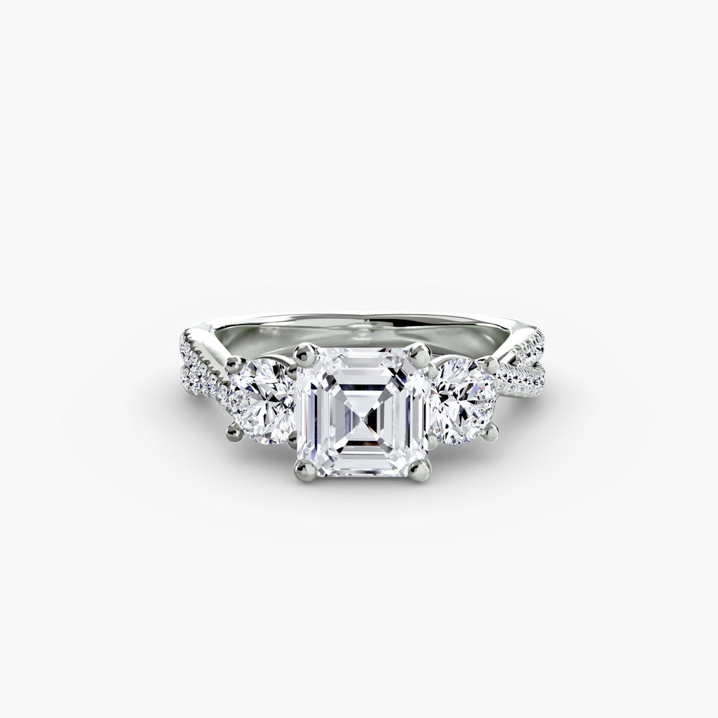 Three-Stone Pavé Engagement Ring – The Marcelle