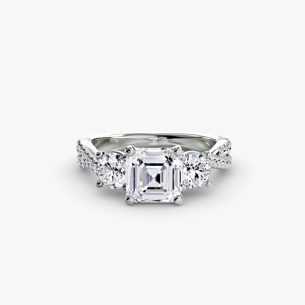 Three-Stone Pavé Engagement Ring – The Marcelle