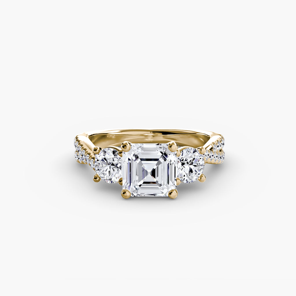 Three-Stone Pavé Engagement Ring – The Marcelle