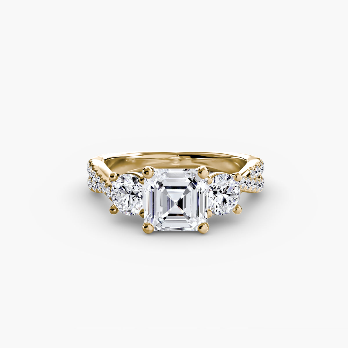 Three-Stone Pavé Engagement Ring – The Marcelle