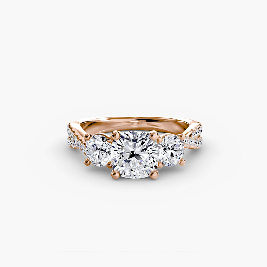 Three-Stone Pavé Engagement Ring – The Marcelle