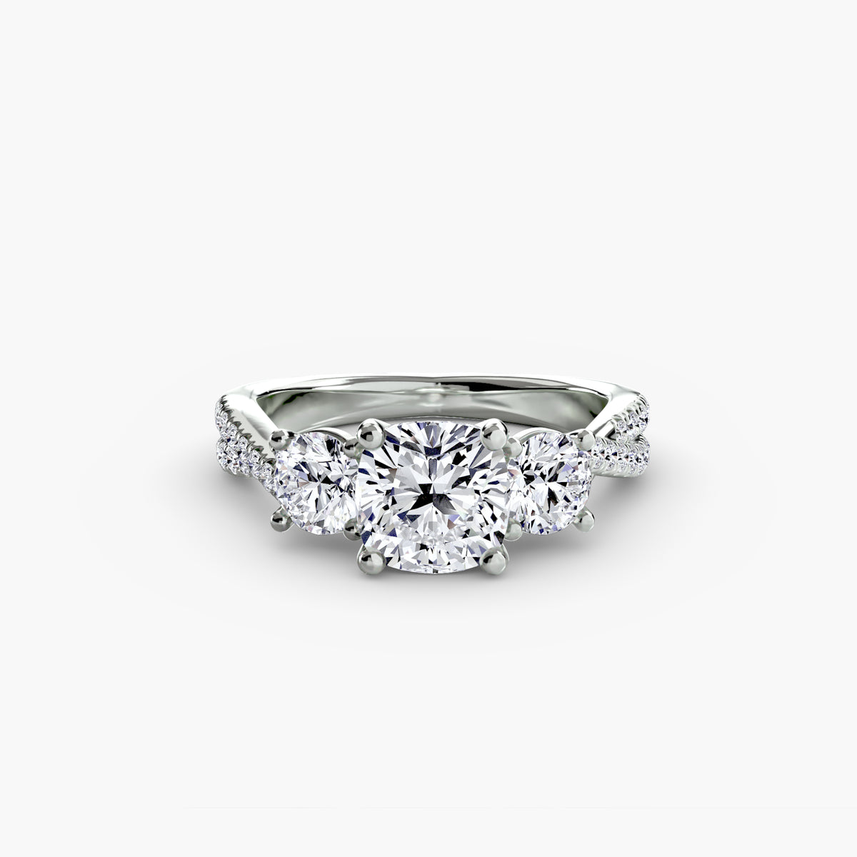 Three-Stone Pavé Engagement Ring – The Marcelle