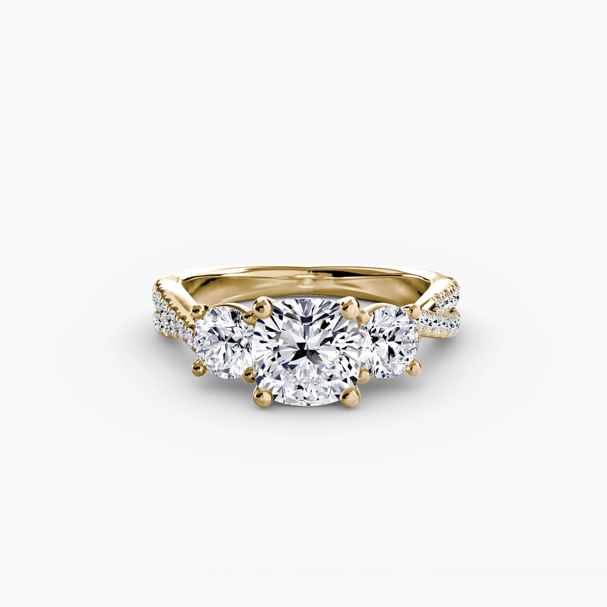 Three-Stone Pavé Engagement Ring – The Marcelle