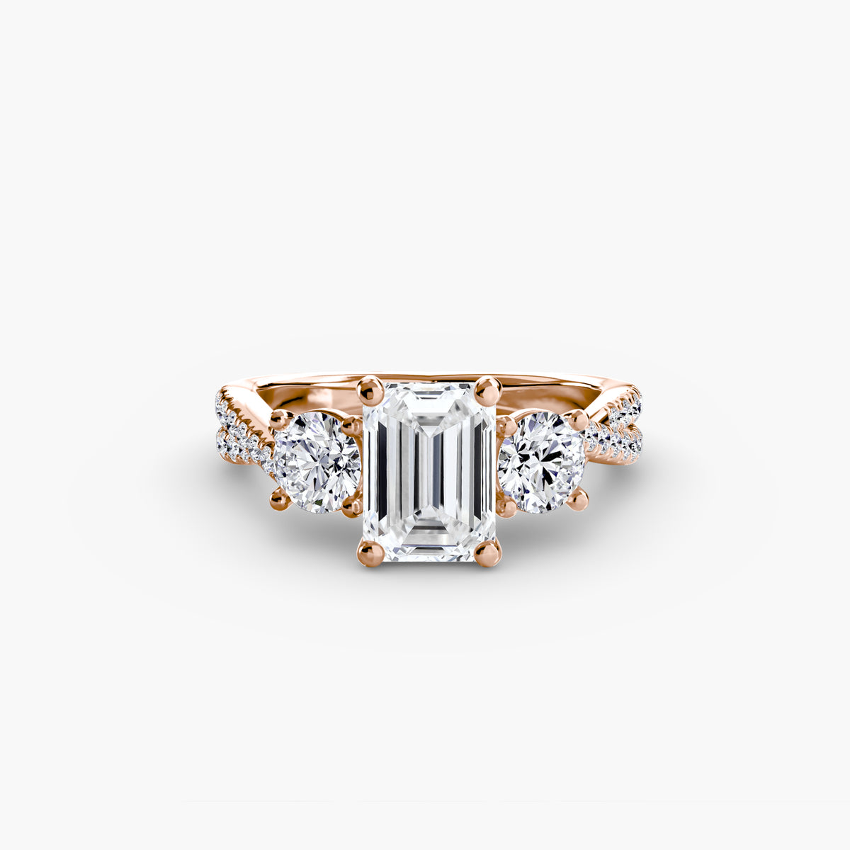 Three-Stone Pavé Engagement Ring – The Marcelle