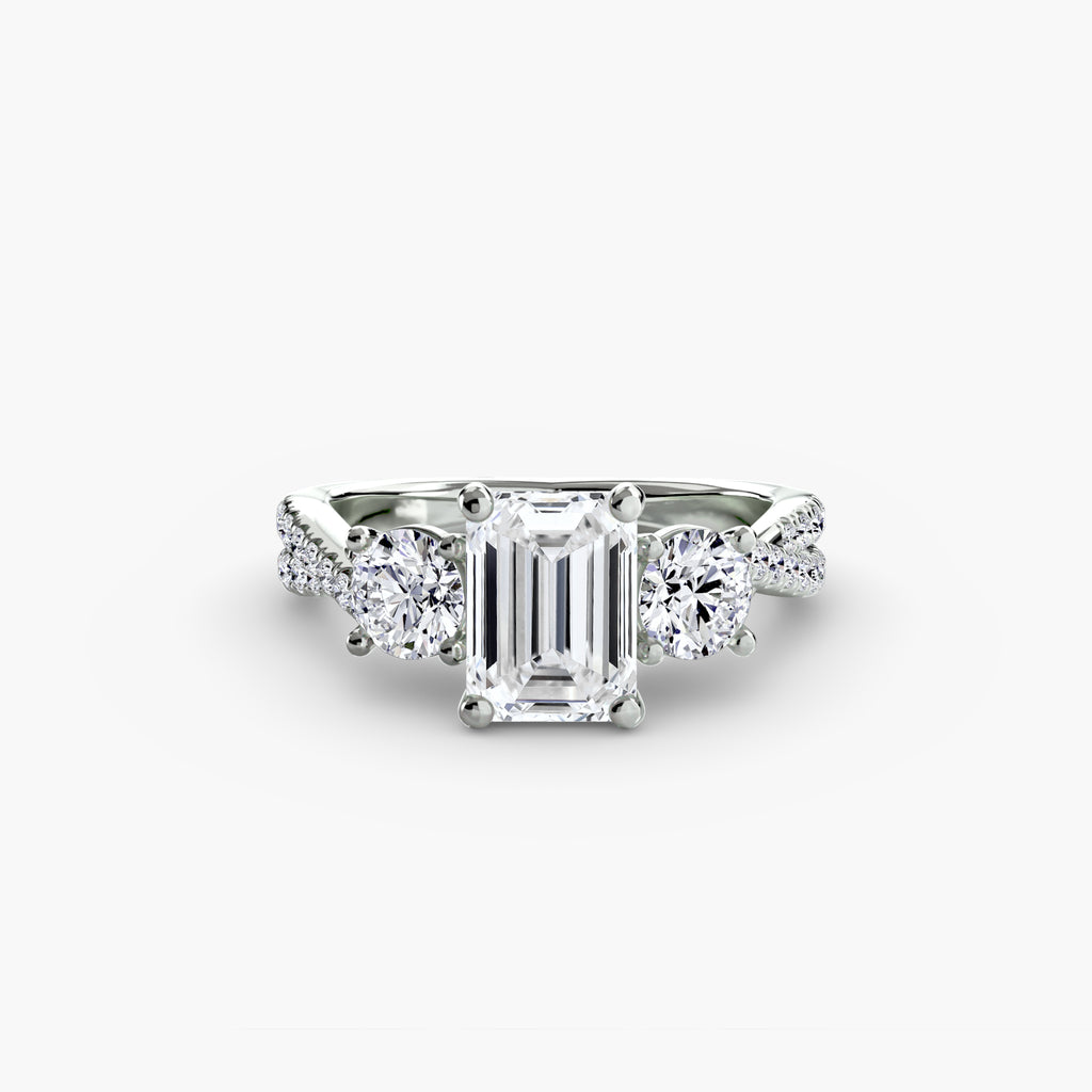 Three-Stone Pavé Engagement Ring – The Marcelle