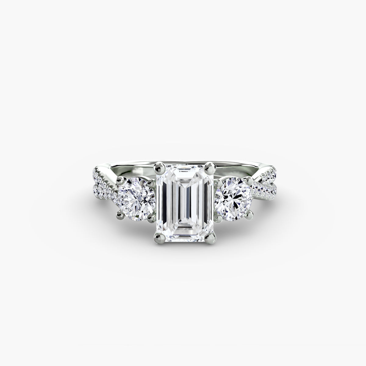 Three-Stone Pavé Engagement Ring – The Marcelle