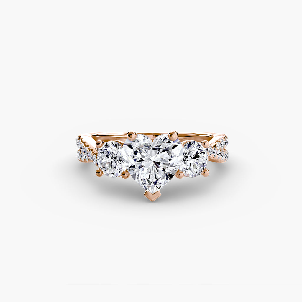Three-Stone Pavé Engagement Ring – The Marcelle