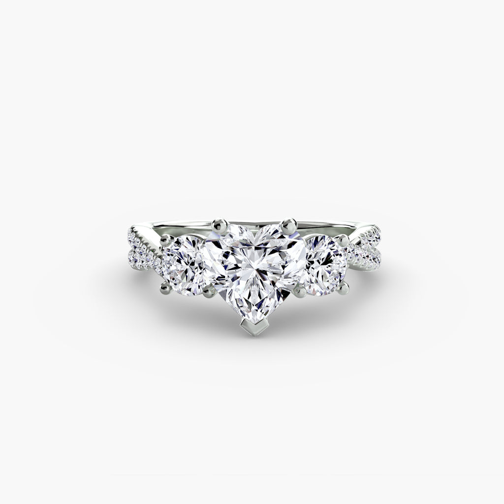 Three-Stone Pavé Engagement Ring – The Marcelle
