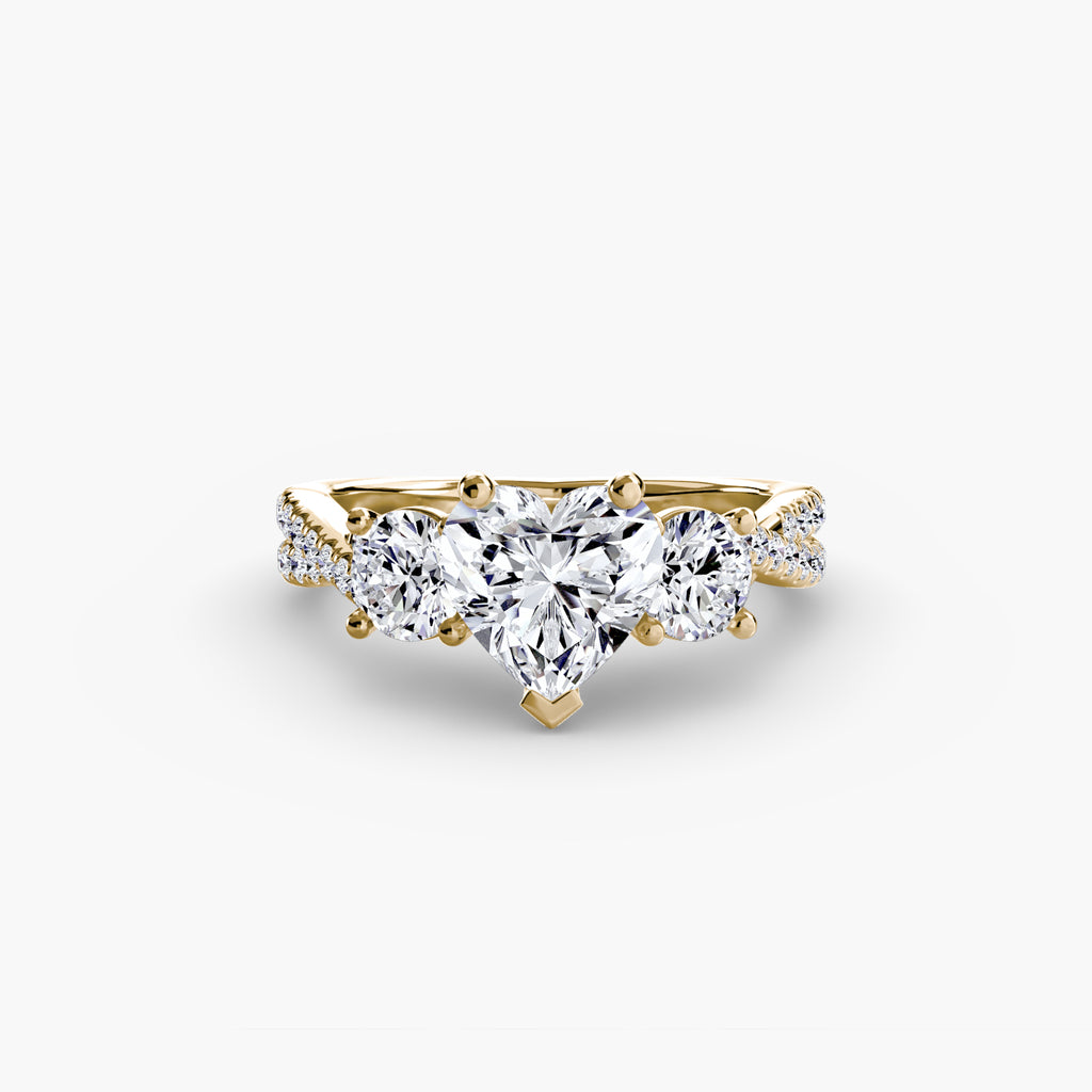Three-Stone Pavé Engagement Ring – The Marcelle