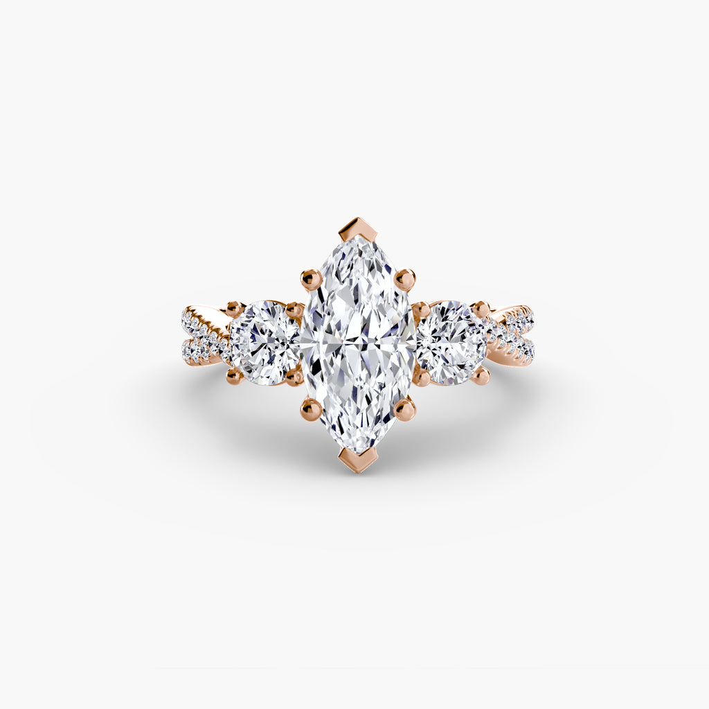 Three-Stone Pavé Engagement Ring – The Marcelle