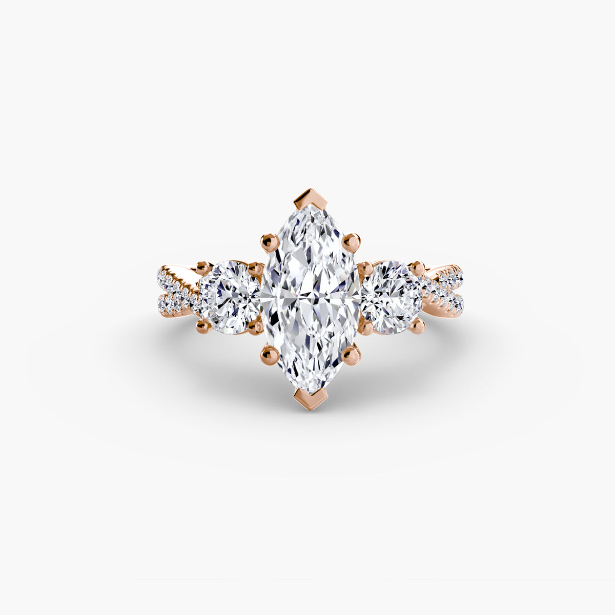 Three-Stone Pavé Engagement Ring – The Marcelle