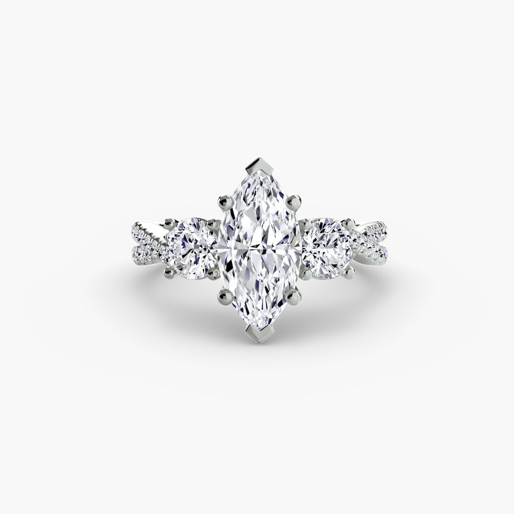 Three-Stone Pavé Engagement Ring – The Marcelle