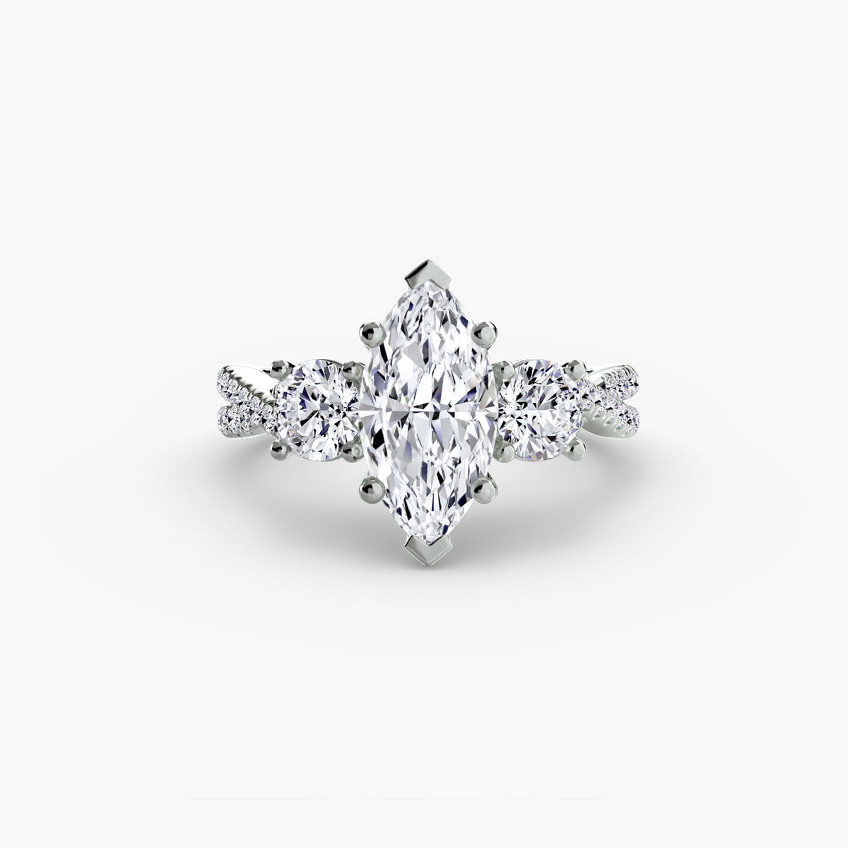 Three-Stone Pavé Engagement Ring – The Marcelle